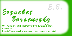 erzsebet borsenszky business card